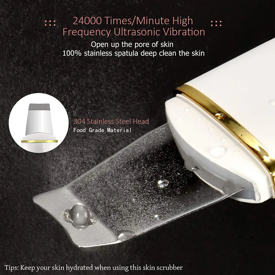 Ultrasonic Skin Scrubber Facial Pore Cleaner - Professional Grade Scrubs Treatments Tidesmit