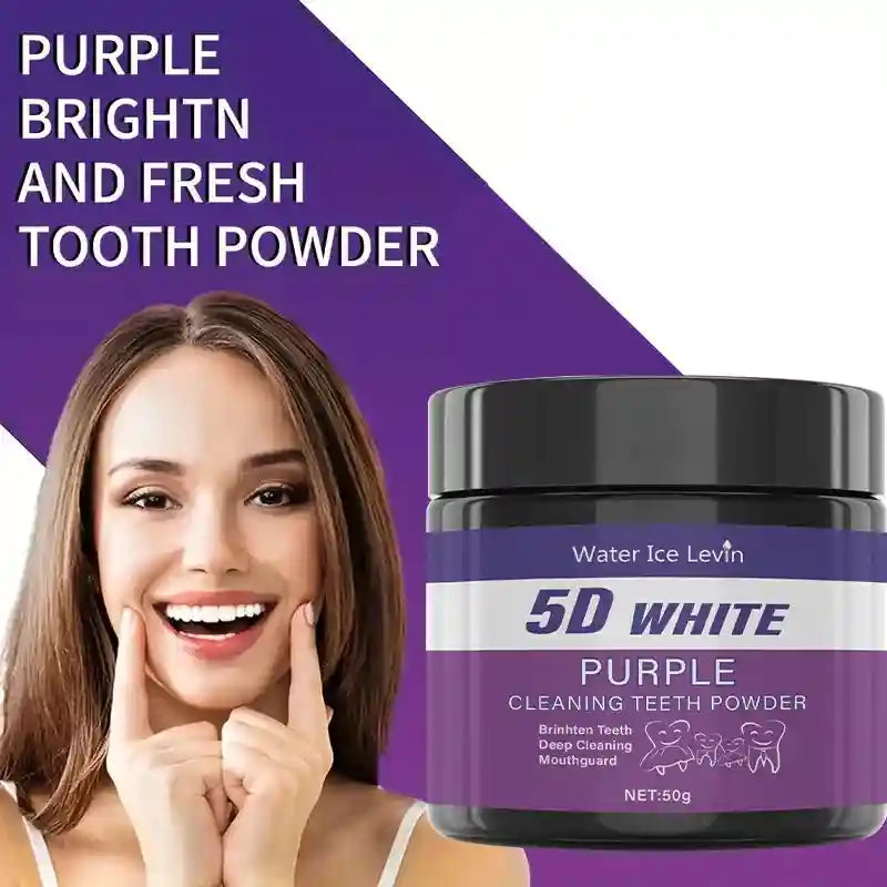 Tidesmit 5D White Purple Teeth Whitening Powder for deep cleaning, enamel protection, and fresh breath