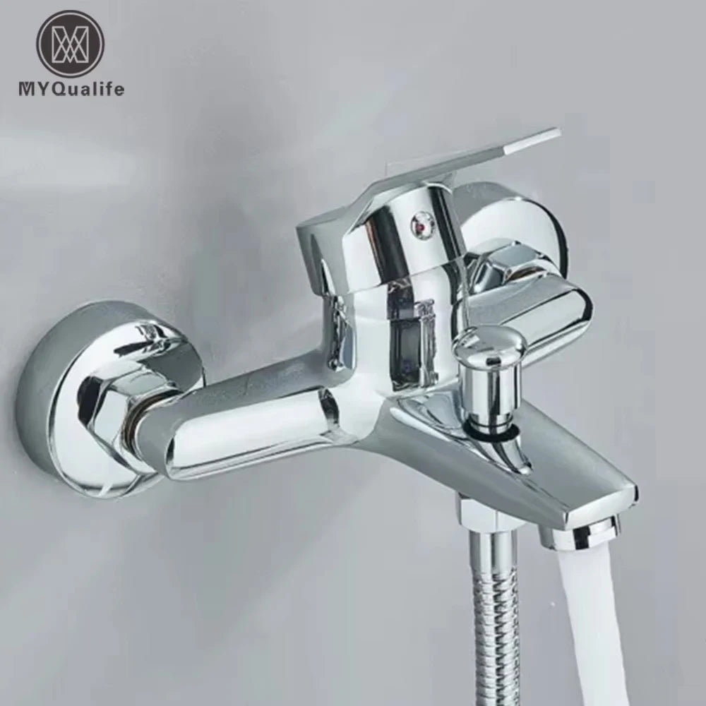 Bathroom Hot and Cold Water Mixers Wall Mounted Single Handle Bathtub Faucet