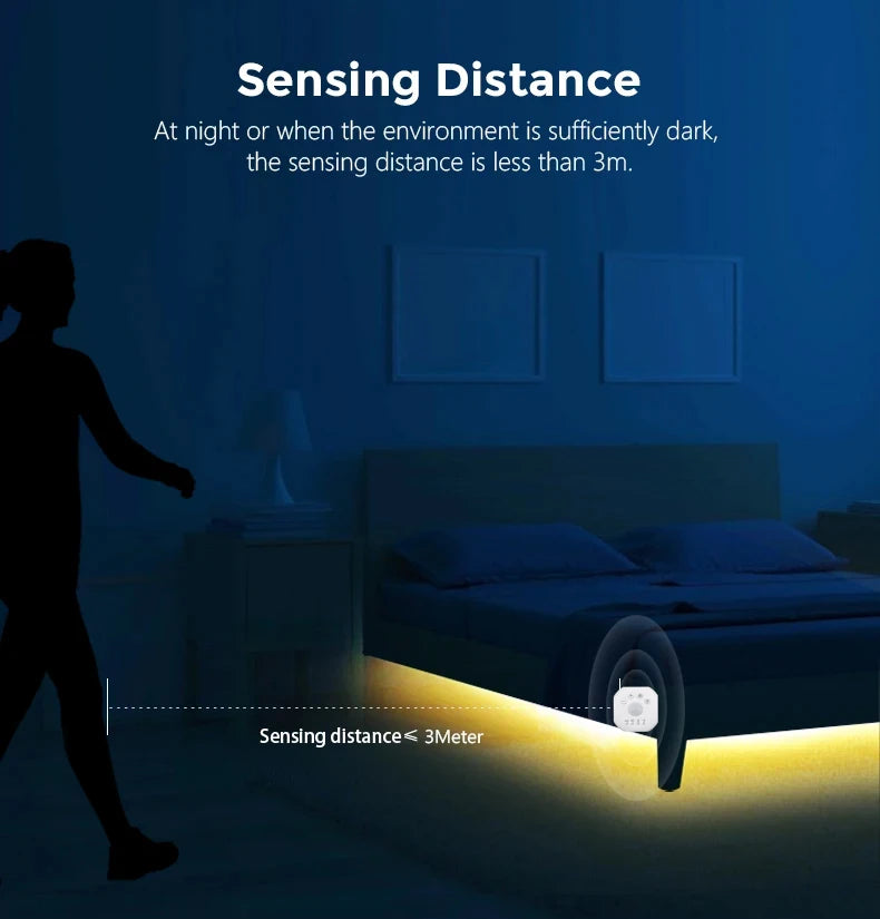 Motion Sensor Stair Lights With Chase Effect Under Bed Lights Under Cabinet Lights, Motion Activated Led Light Strip for Home