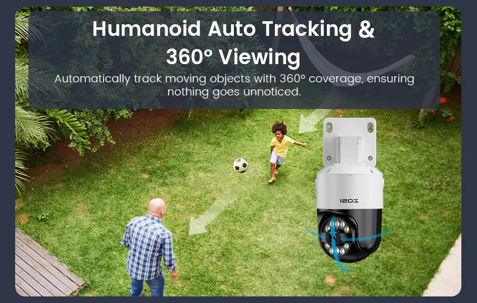 ZOSI C296 4K/3K PoE PTZ Security IP Camera Outdoor AI Detection Starlight Color Night Vision 8MP/5MP HD Video Surveillance Cam