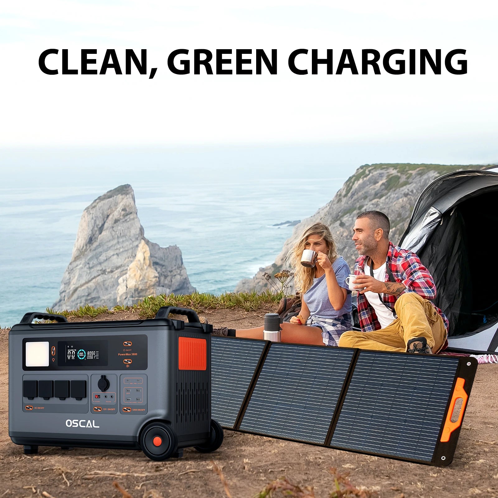 OSCAL 200W Solar Power Generation Panel Can Be Combined with Generator Use Solar Energy Conversion for Outdoor Camping