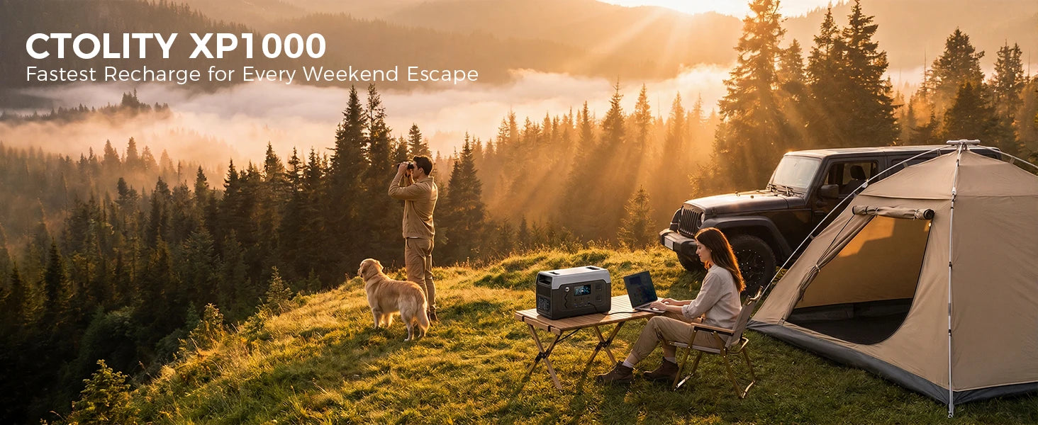 CTOLITY 1800W Camping Portable Power Station 1024Wh Lifepo4 Pure Sinve Wave Solar Generator Outdoor XP1000 110V AC Garden Party