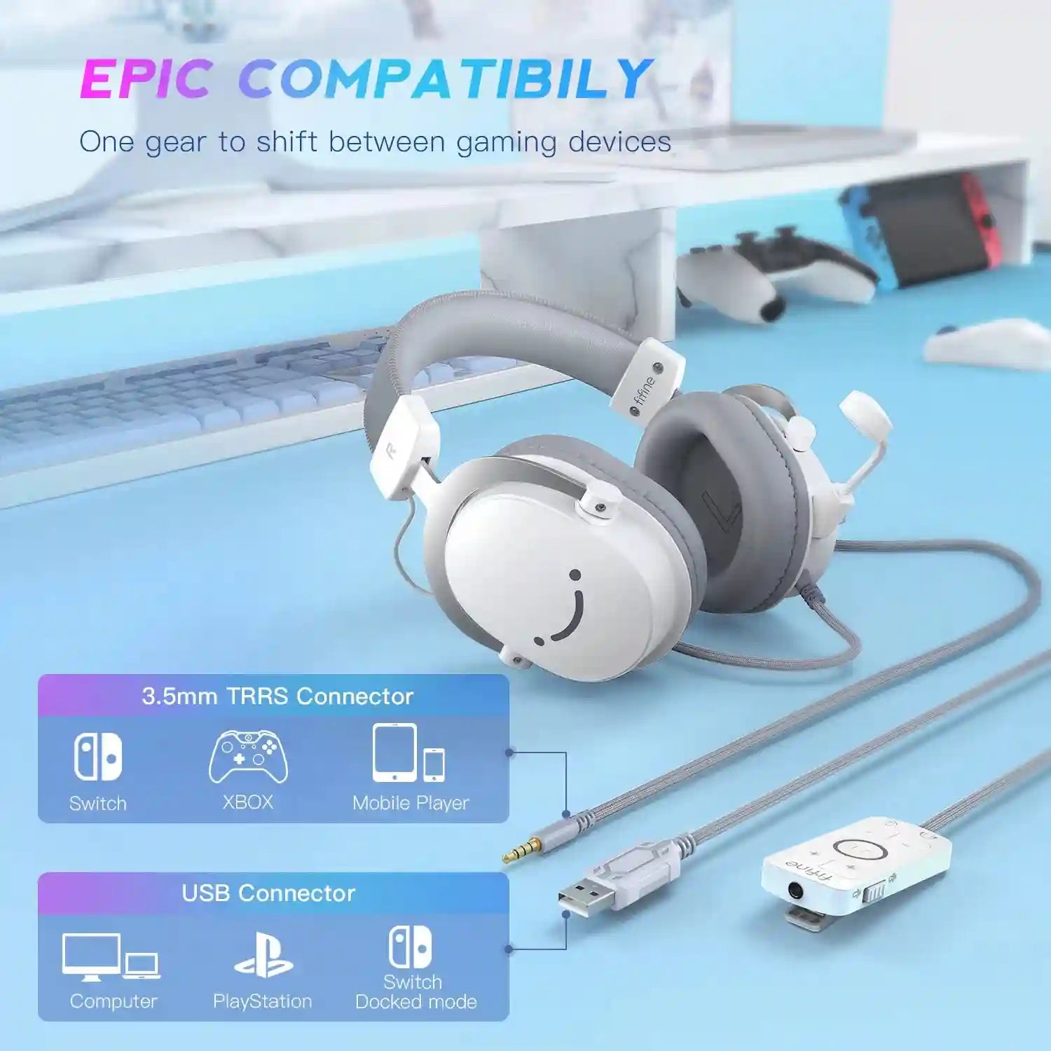 USB Gaming Headset 7.1 Surround Sound Wired PC PS5 H9W Tidesmit