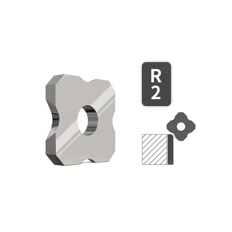 Radius blade insert shown as R2 with corner cutting shape diagram