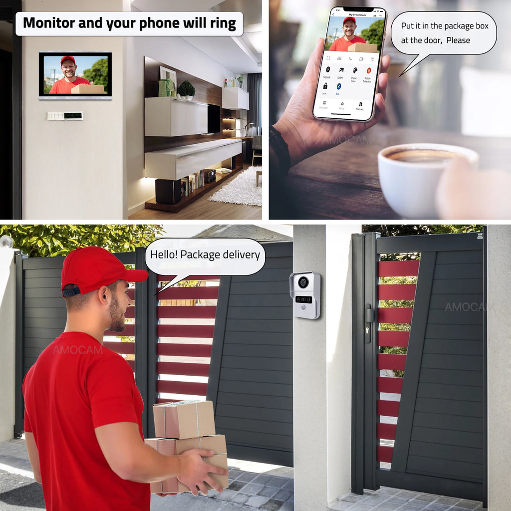 1080P 10.1 Inch Touch Screen Wifi Video Doorbell, Smart Home Video Intercom 32G Card Rceord Kit Works with Tuya ID Unlcok 4-Wire