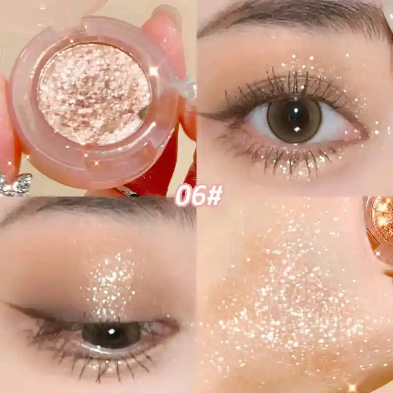 Tidesmit monochrome glitter eyeshadow and highlighter powder texture close-up for waterproof long lasting face makeup