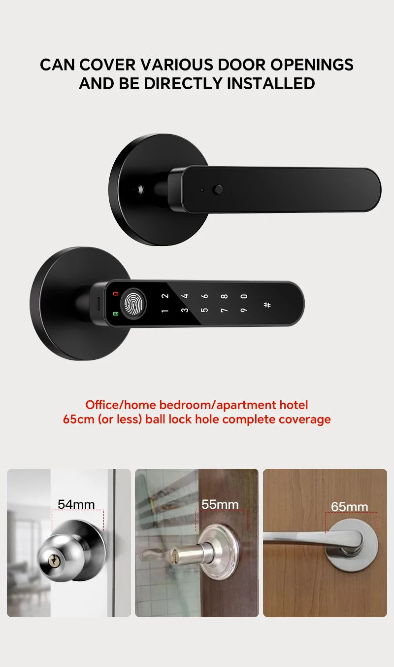 ICCSSI Smart Door Lock Fingerprint Lock Fingerprint/Tuya APP/Password/IC Card/key Unlock Multi Language Audio Playback B208APRO