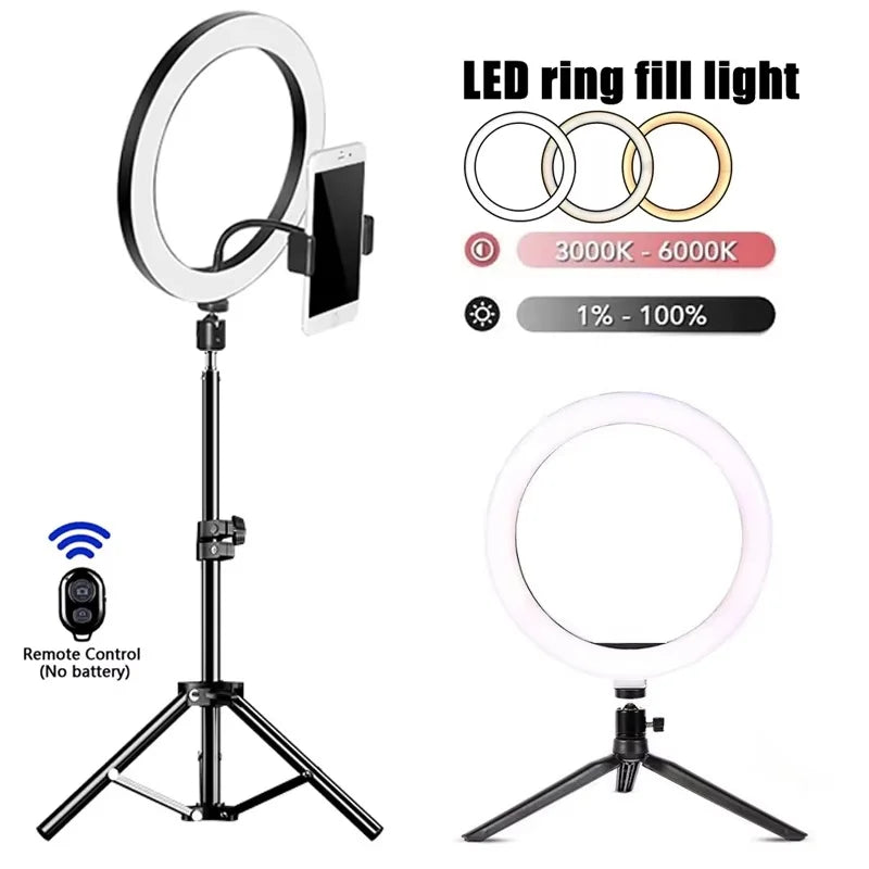 LED Ring Light With Tripod & Remote - 33cm Adjustable Studio Lamp Tidesmit