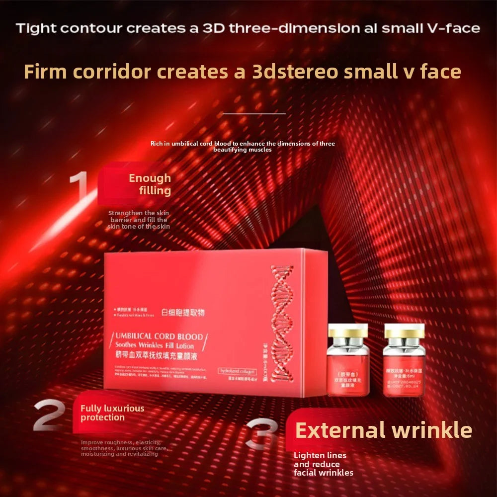 Double Serum Filler anti-aging skincare vials with umbilical cord blood to moisturize, firm skin, and reduce wrinkles.