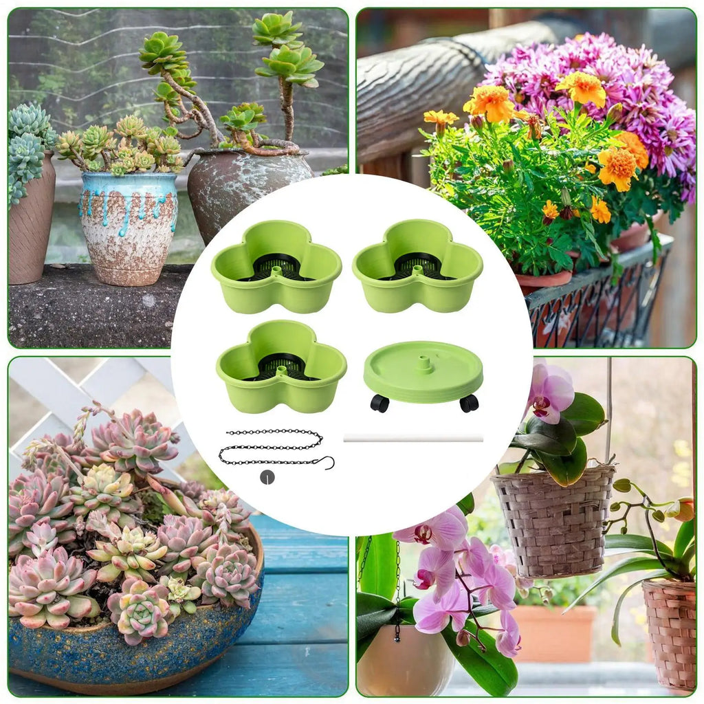 Vertical Garden Tower Stackable Outdoor Vegetable Pots Tiered Planter With Wheels For Indoor Outdoor Balcony Patio Backyard Lawn
