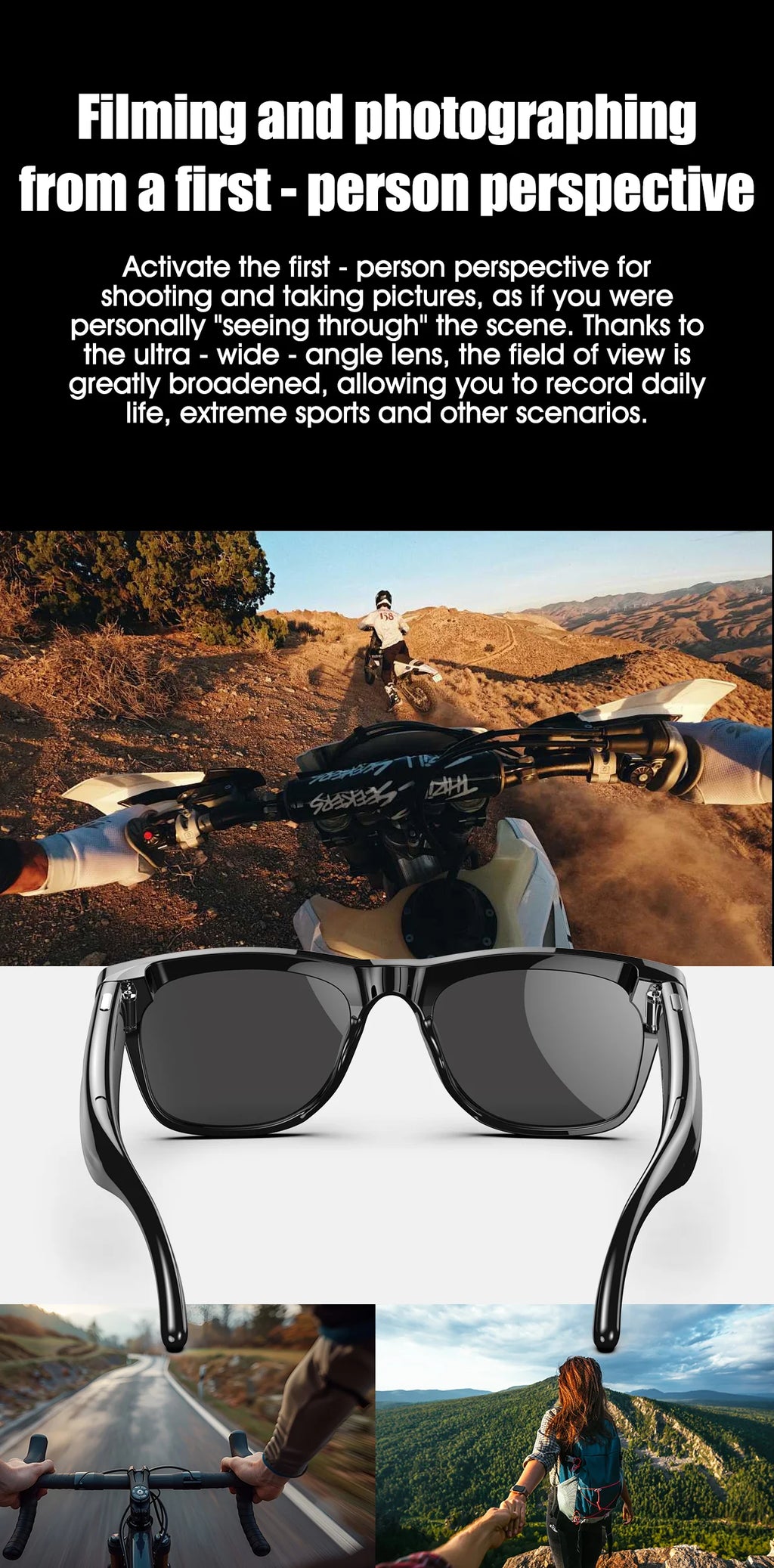 Tidesmit Smart Glasses with Camera, Bluetooth Audio and Voice Control Tidesmit
