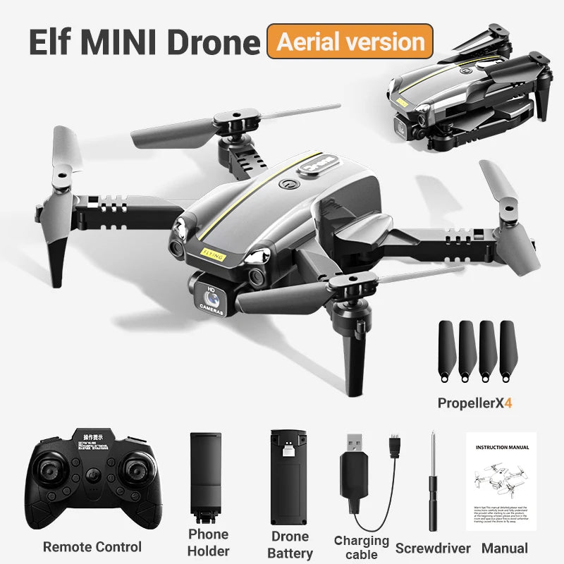 Mini Camera Drone with HD Optics - Foldable Beginner Quadcopter Gray Aerial Tidesmit