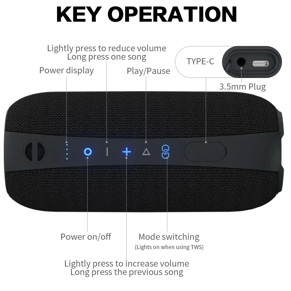 Mini TWS Bluetooth Speaker True Wireless Stereo RGB LED Portable Bass Speaker Cyberpunk Style for Home Outdoor PC Gaming Party Waterproof Deep Bass 360 Degree Sound Built in Mic Hands Free Calling Bluetooth 5 0 USB Charging L