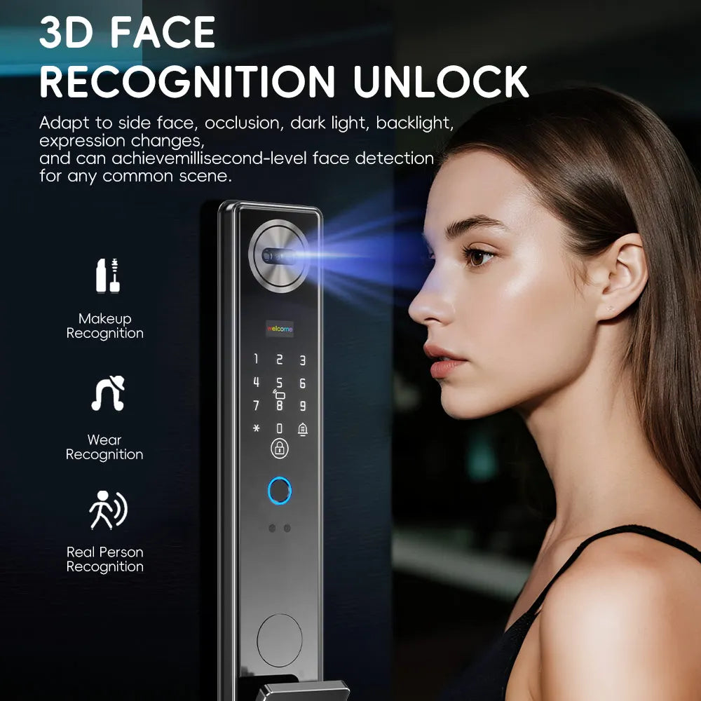 SANKESONG 3D Face Recognition Fingerprint Smart Door Lock WiFi Camera Electronic Lock Digital Electronic Key IC Card APP Unlock