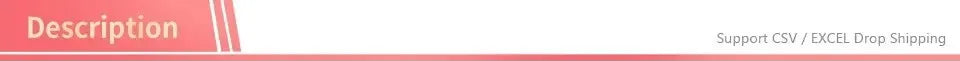 A pink horizontal banner with white text reading "Description" and "Support CSV / EXCEL Drop Shipping."