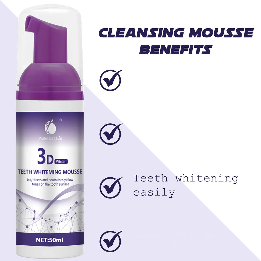 Tidesmit 50ml 3D mousse toothpaste for teeth whitening and effective stain removal for a fresher smile