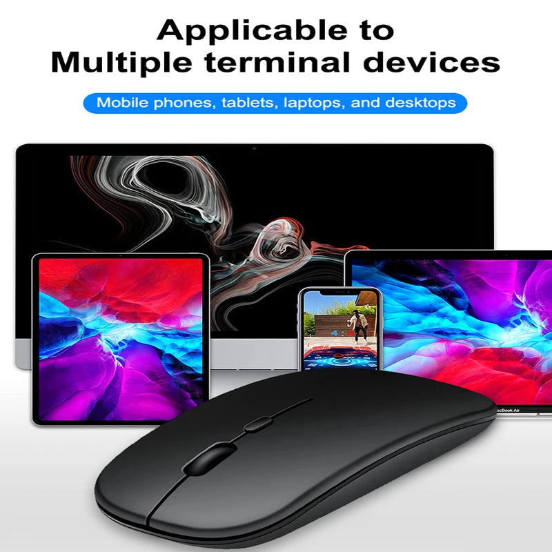 Wireless Mouse with 2.4G Bluetooth-compatible Dual Modes, 1600 DPI Adjustable, Silent Clicking, Portable Ergonomic Laptop Mouse