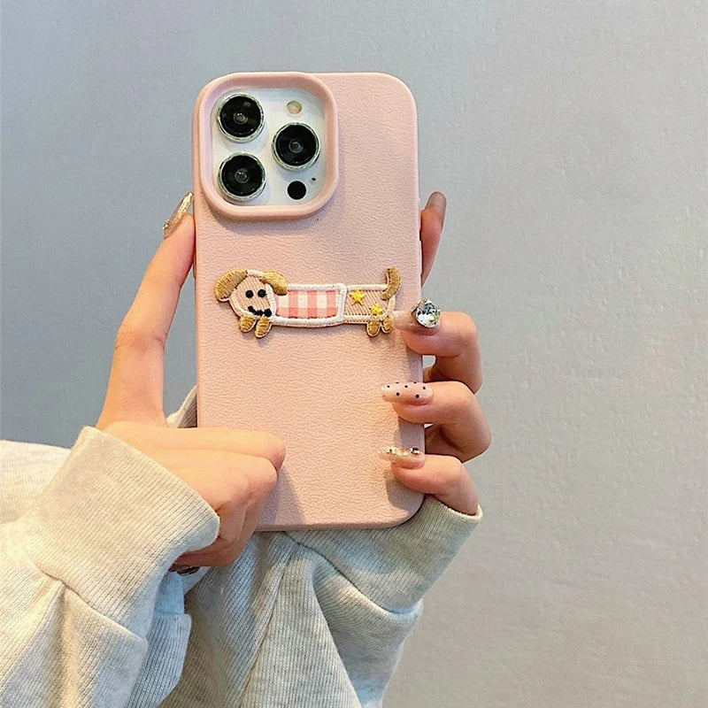 3D Cartoon Dog Phone Case - Shock-Absorbing Cover for iPhone Series Tidesmit