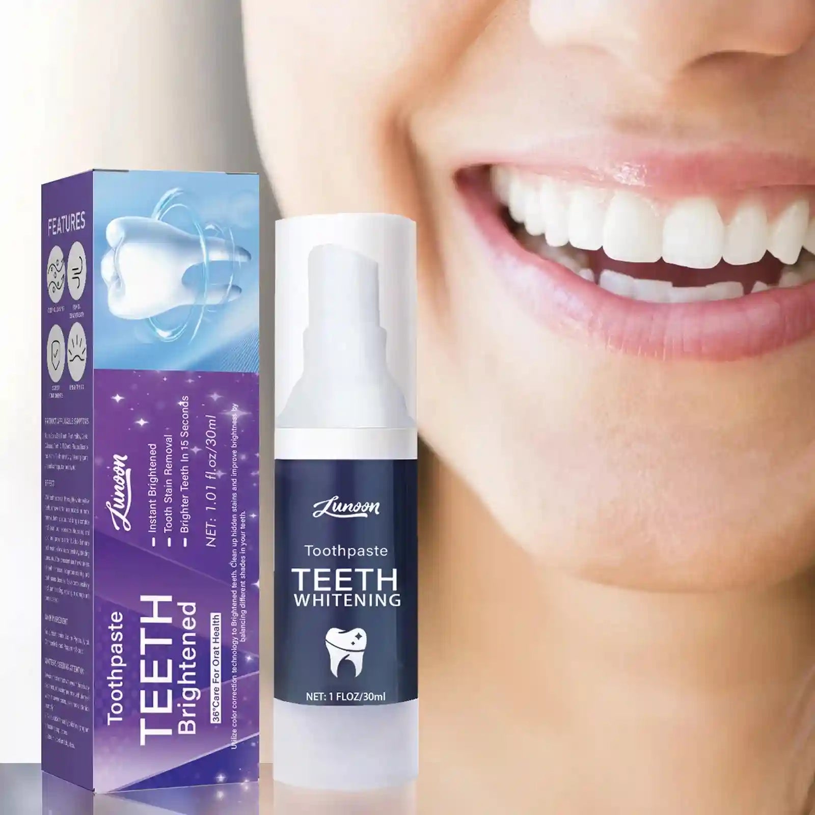 Tidesmit V34 teeth whitening toothpaste and 5D whitening strips for professional oral hygiene and fresh breath