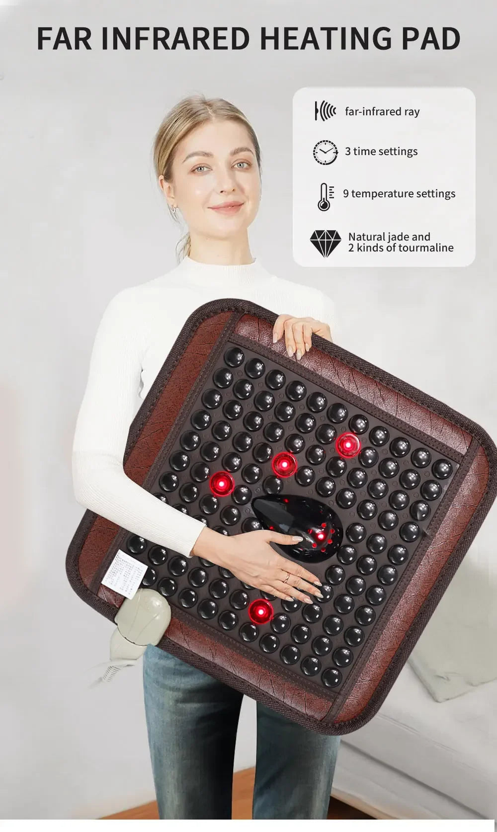 Infrared Jade Massage Cushion | Heated Tourmaline Deep Tissue Support Massage Cushion Tidesmit