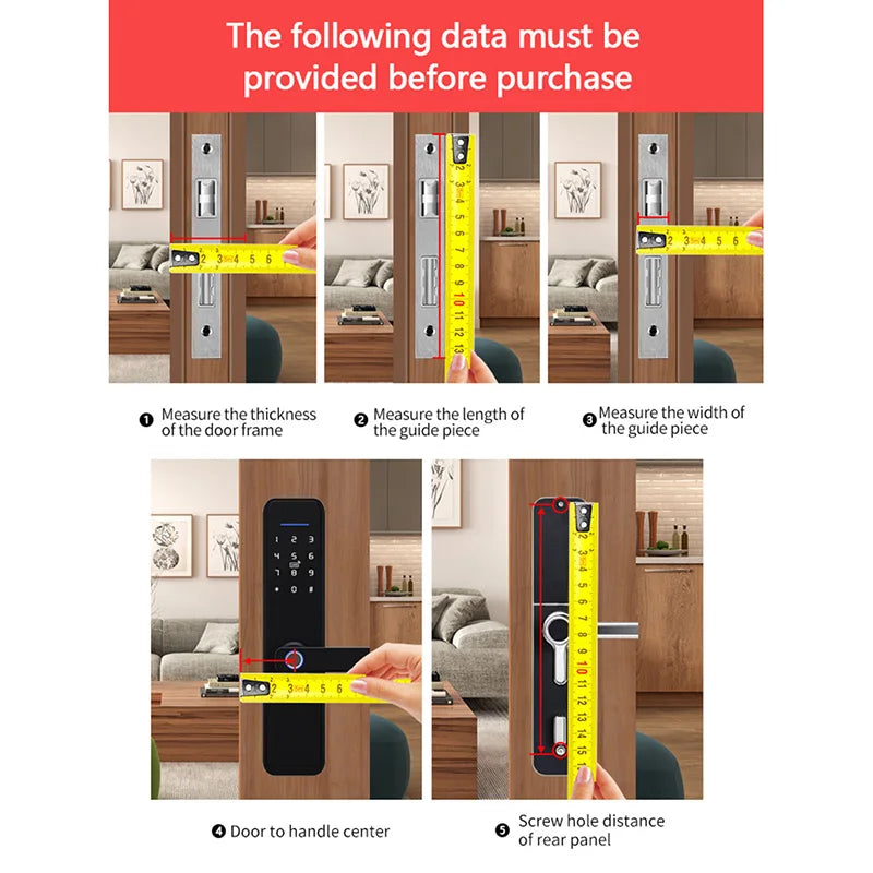 Tuya App Smart Door Lock Waterproof Fingerprint Password Card Bridge-Cut For Outdoor Pull Push Sliding Grille Door