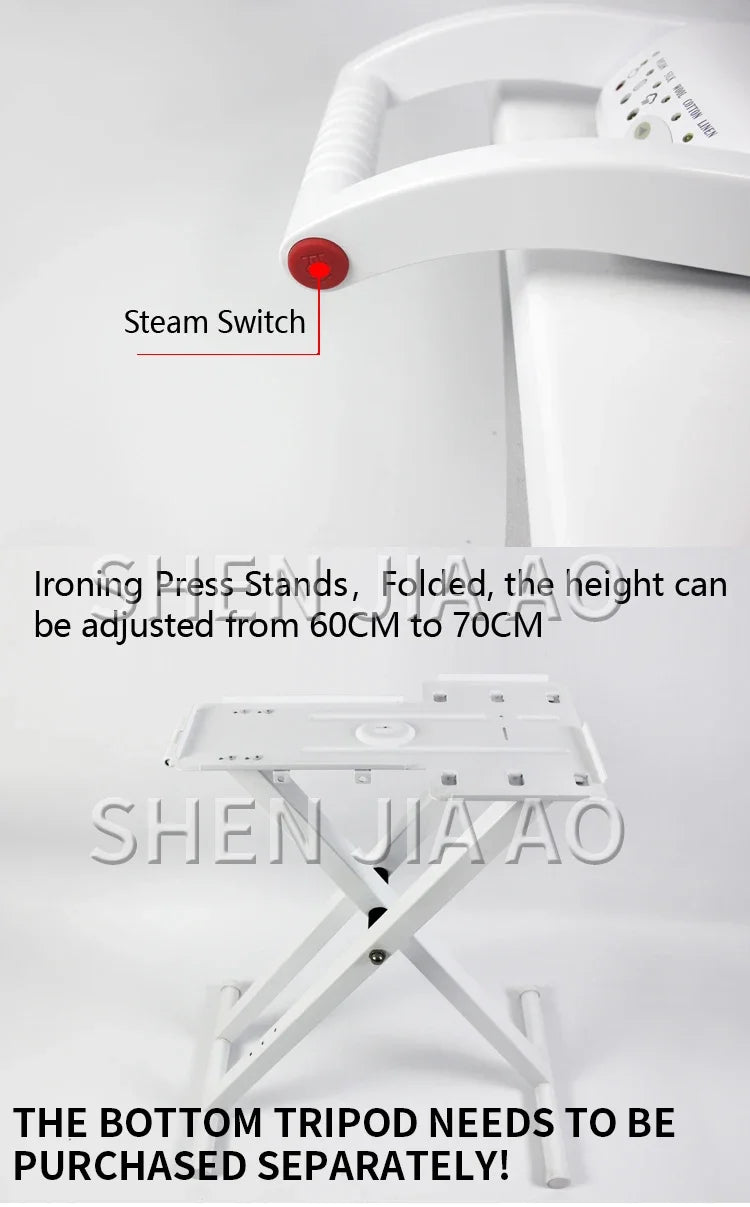 Tidesmit Model 810 commercial steam ironing machine featuring a large surface area and 1600W power for laundry use