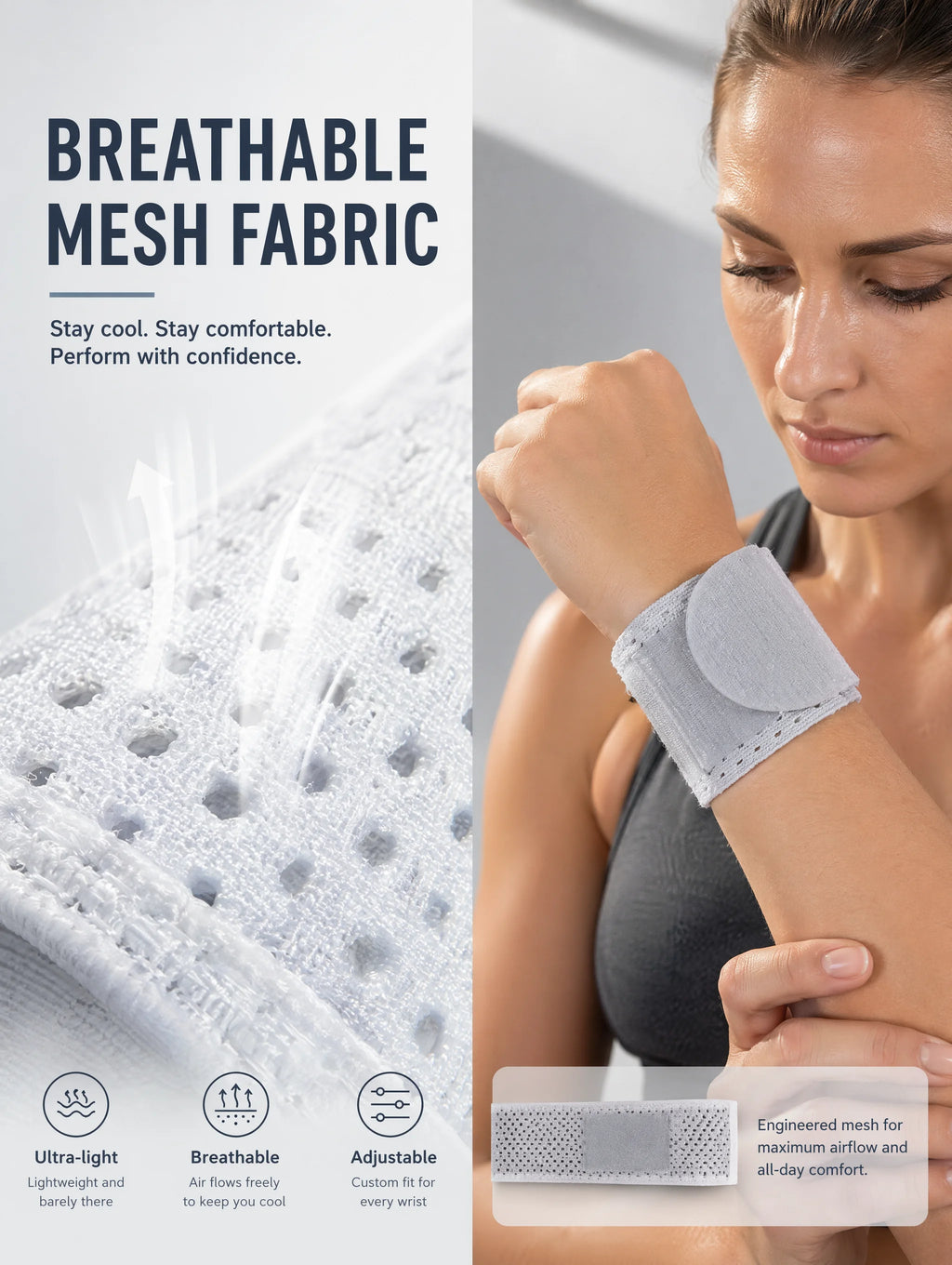 VBOSI Lightweight Compression Wrist Brace for Women, High Elastic Wrist Support for Tendonitis, Badminton Basketball Fitness