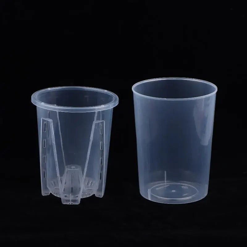 Double-Layer Automatic Watering Flower Pot Plastic Transparent PlanterW Holes Butterfly Orchid Root Control Pots Gardening Tool