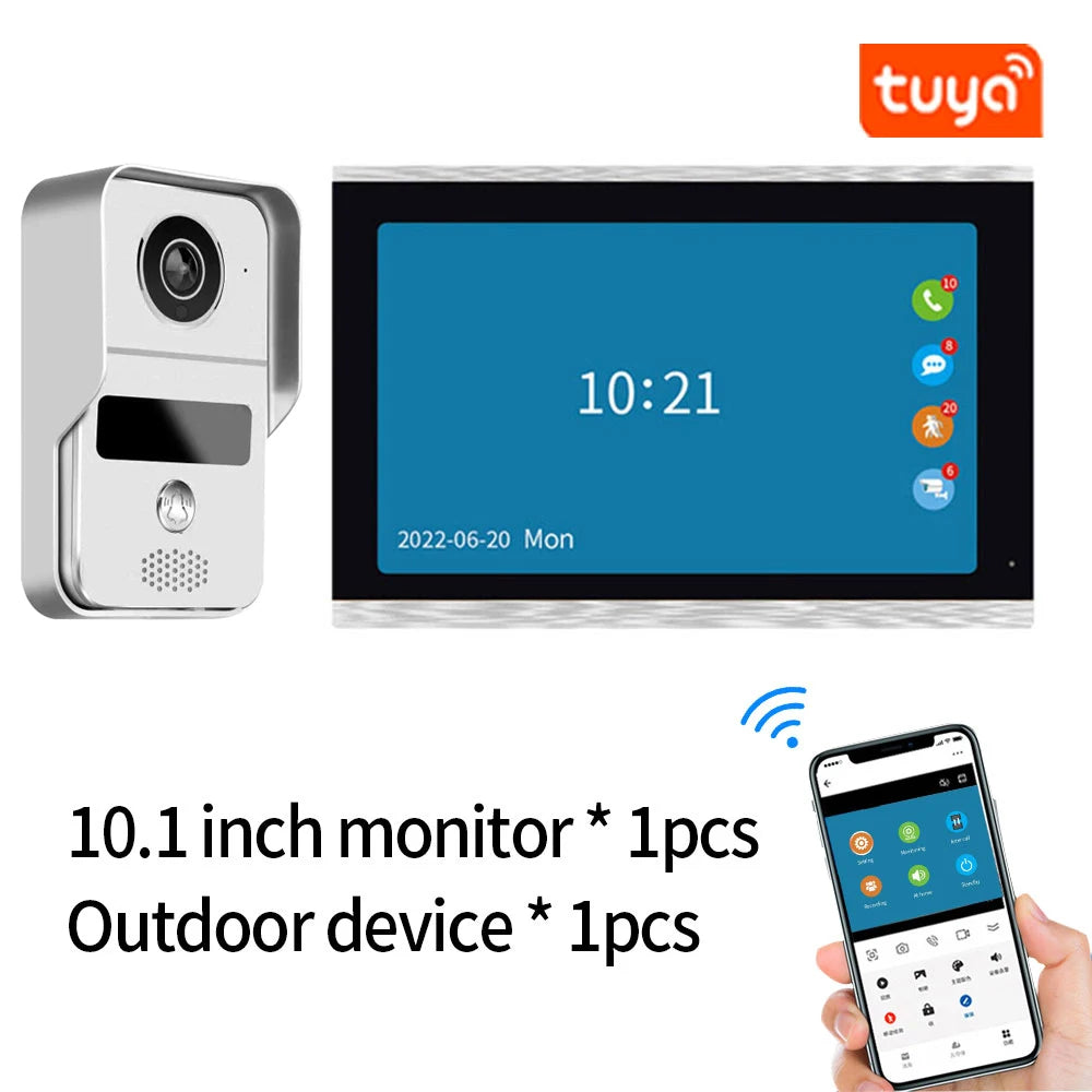 Support Tuya app WiFi visual intercom doorbell system 7/10 inch touch screen indoor monitoring intelligent villa home security