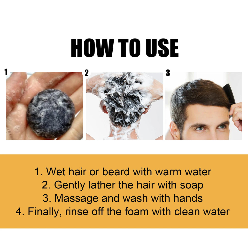 Gray Hair Shampoo Bar Turn Black Improve Dull & White Hair Anti-Dandruff Nourish Scalp  Polygonum Multiflorum Biotin Soap