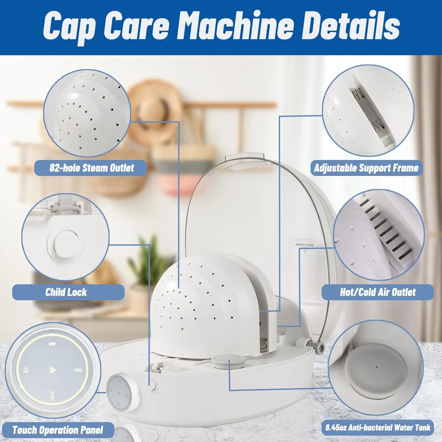 Tidesmit automatic cap care machine restoring hat shape using steam and hot cold wind settings for laundry care