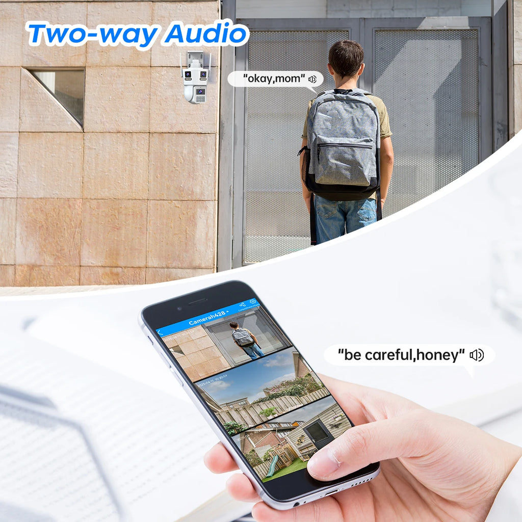 JOOAN 6K 12MP WiFi Outdoor Camera Three Len AI Motion Tracking PTZ  Video Camera Security Protection Waterproof Surveillance