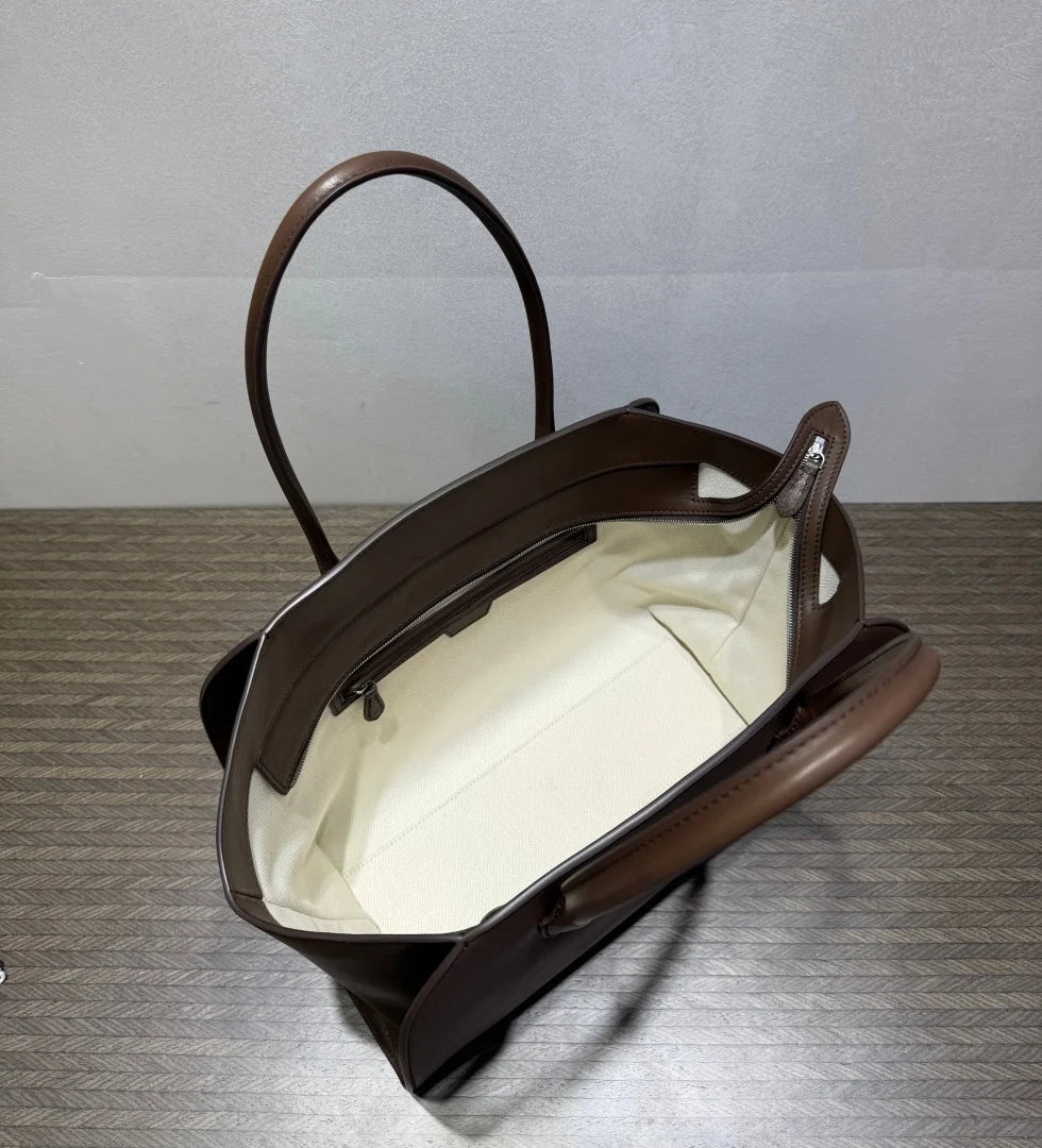 2026 high-quality genuine leather Marlo 12 inch 14 inch saddle leather tote bag, women's shoulder bag, high-end leather texture,