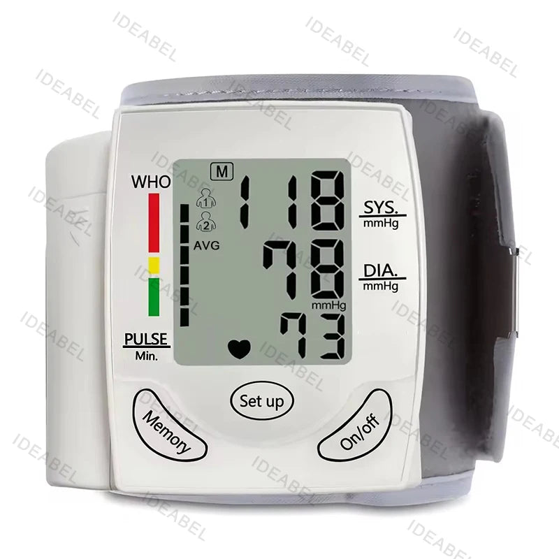 Mini Portable Battery Blood Pressure Machine Wrist Sphygmomanometer Digital Electronic Heart Rate BP Tensiometer