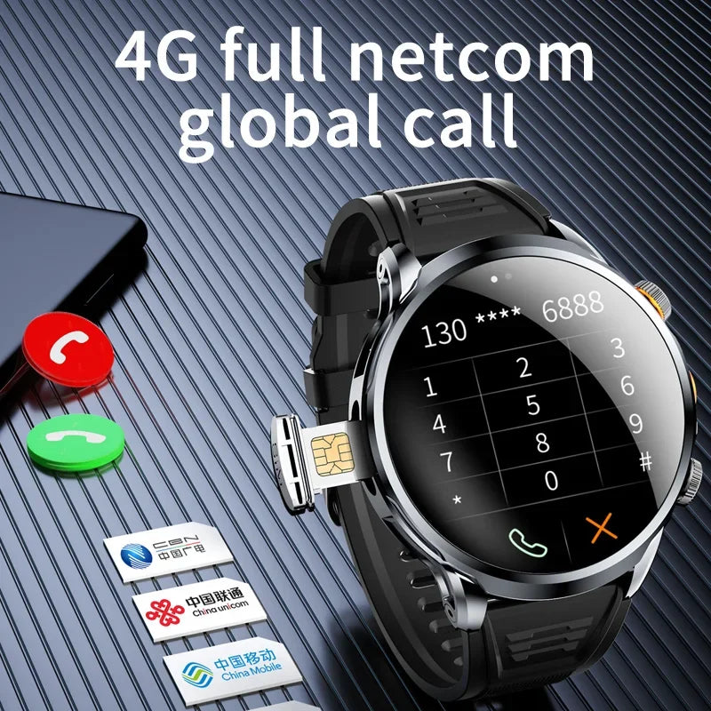 Smart Watch With 1.95 inch IPS 1100mah Battery 128GB ROM 500W Camera GPS WIFI Heart Rate APP Download Smartwatch Android 9.0