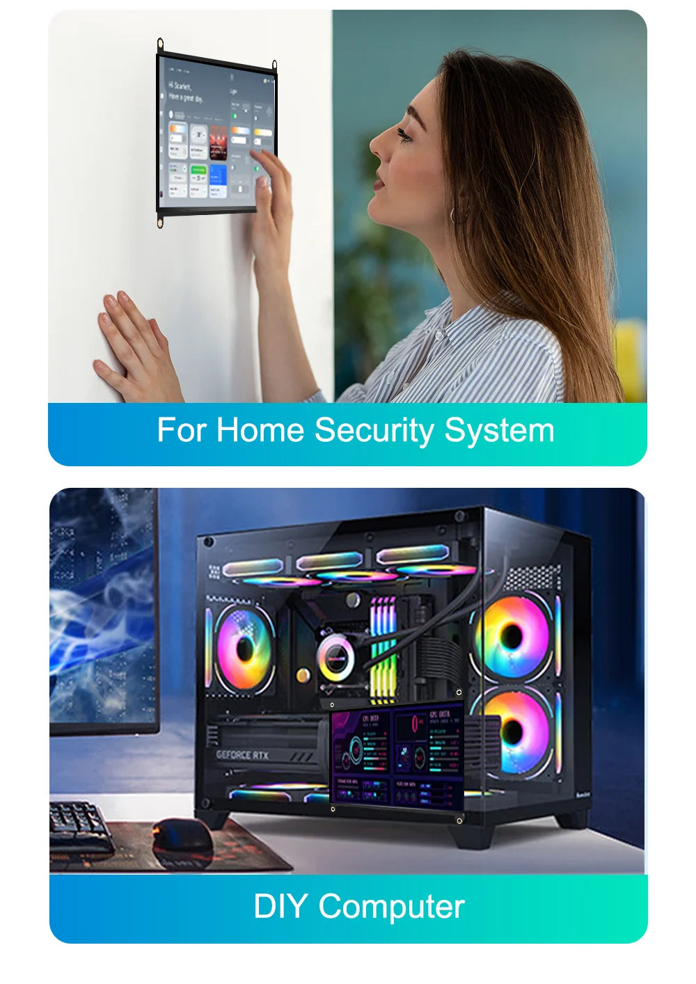 8 Inch Raspberry Pi Touch Monitor 1920×1200 IPS 10-Point Touch Screen Built-in Speaker HDMI Display for Pi 5 4B PC Case 3D Print