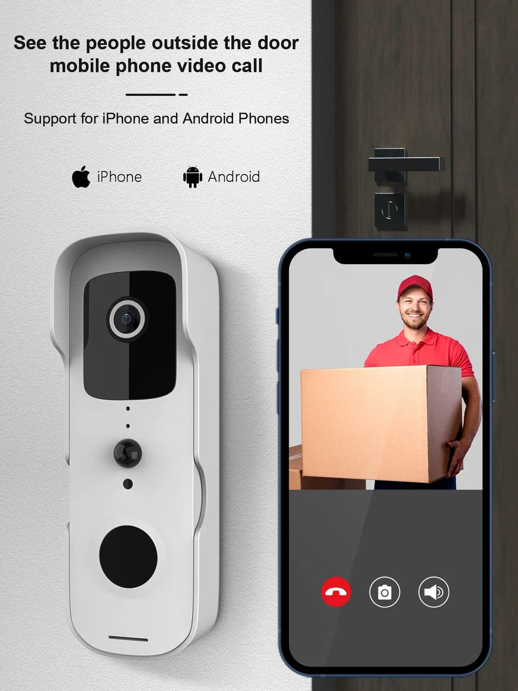 Smart Video Doorbell Waterproof Night Vision Door Viewer 1080P FHD Camera Digital Visual Intercom WIFI 2.4G Tuya Door Bell
