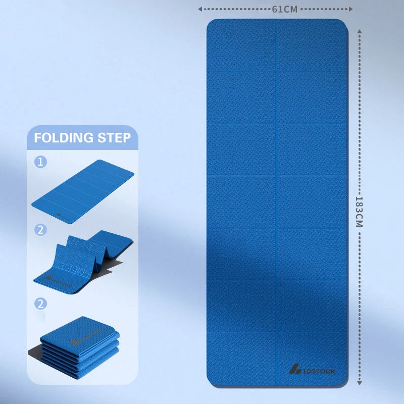【Nice】1PC Foldable Yoga Mat Eco Friendly Tpe Folding Travel Fitness Exercise Double Sided Non-Slip For Pilates & Floor Workouts