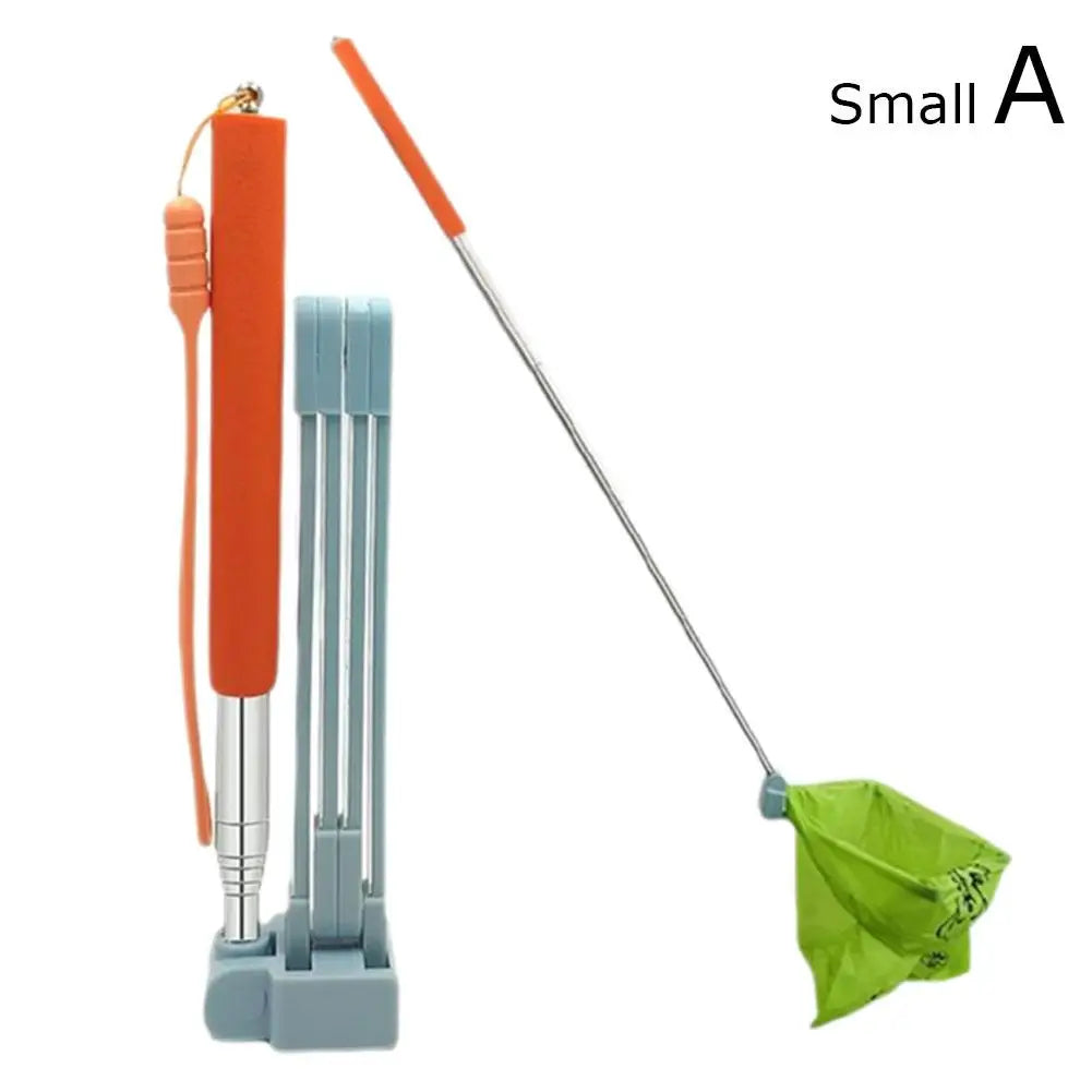 28.7-inch steel long-handle pet poop scooper with orange grip for easy, hygienic dog and cat waste cleanup.