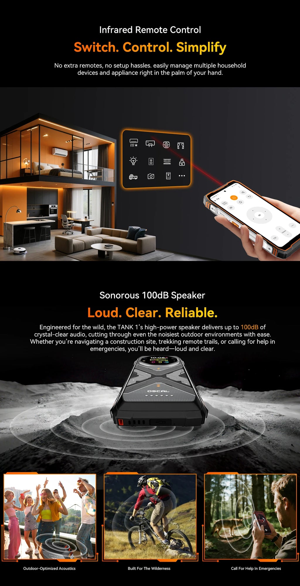 Blackview OSCAL TANK 1 Rugged Smartphon 5G 6.78" FHD+Display Cell Phone16GB+512GB 20000mAh 64MP Telephone Portabl Android 15 NFC