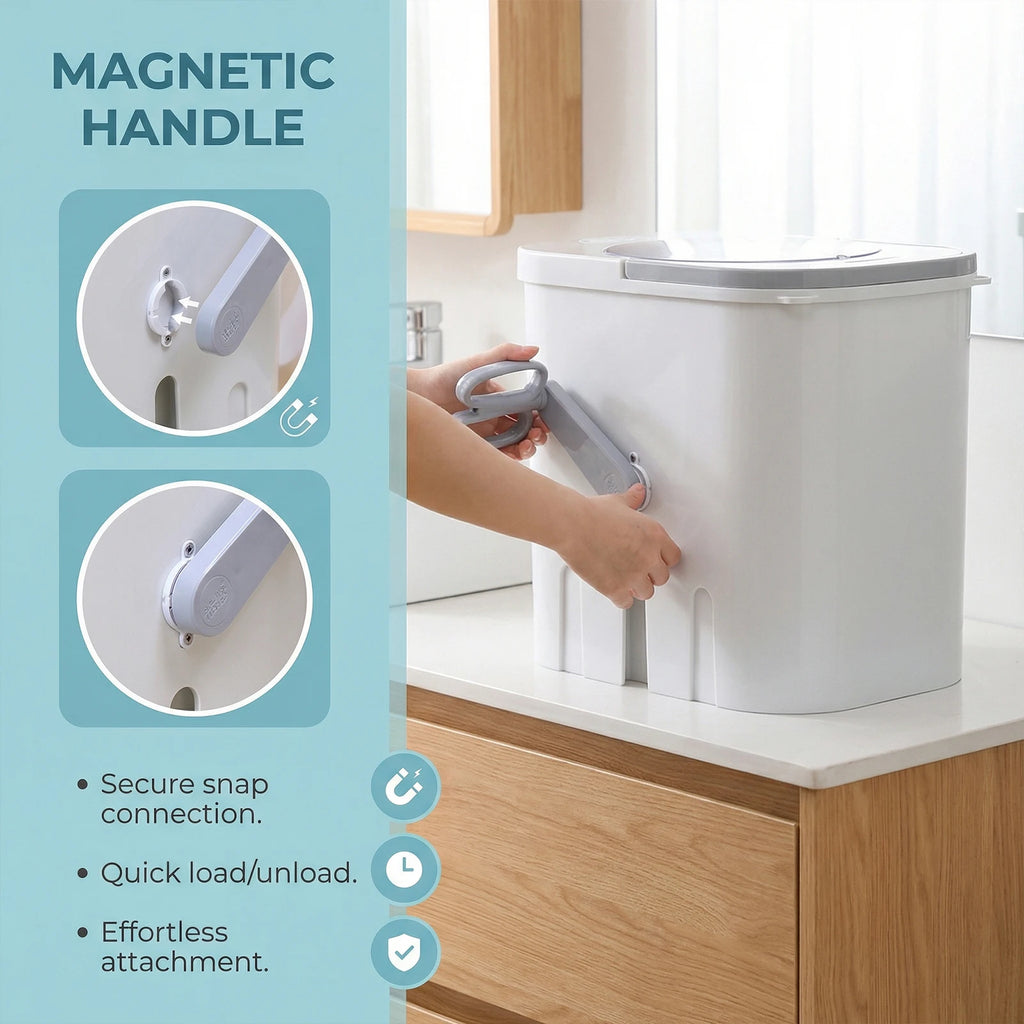 Tidesmit portable manual clothes washer showing drain hose and compact design for RV camping and dorm use