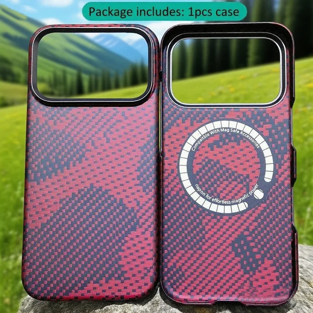 Aramid Fiber iPhone 17 Pro Max Case | Slim Military-Grade Cover Camo Red Tidesmit