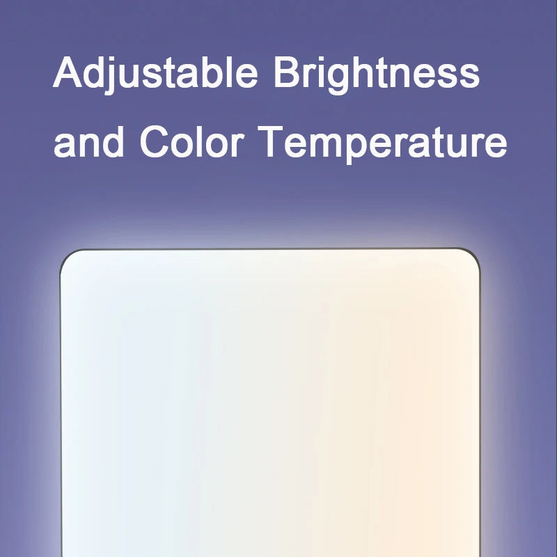 Square LED ceiling light panel with rounded corners, glowing with adjustable brightness and color temperature.