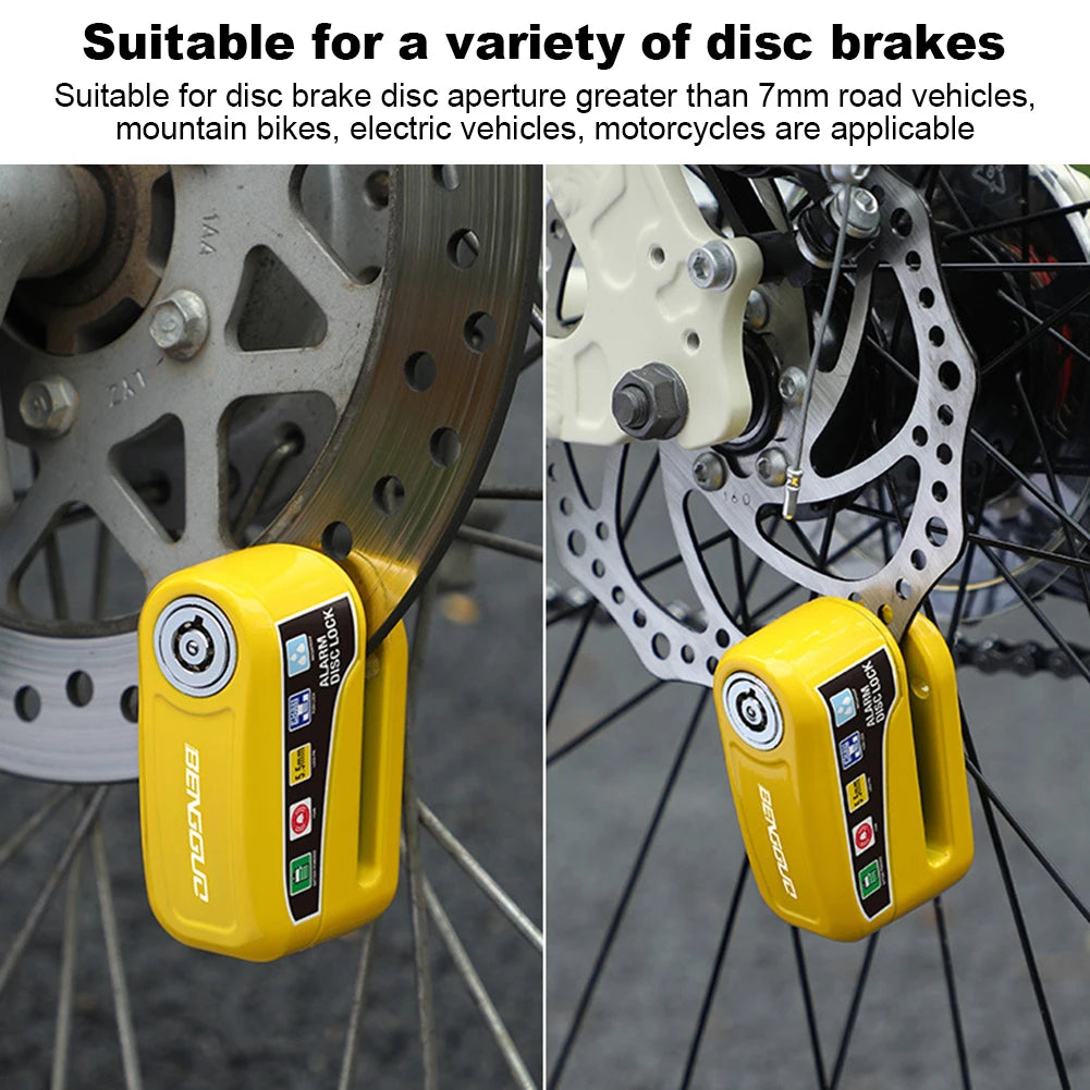 Motorcycle Alarm Wheel Disk Brake Lock with Keys Waterproof Bike Alarm Security Padlock Aluminum Alloy Bike Accessories