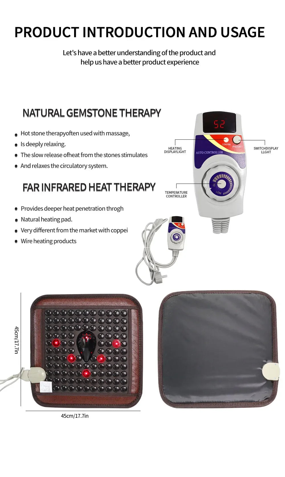 Infrared Jade Massage Cushion | Heated Tourmaline Deep Tissue Support Massage Cushion Tidesmit