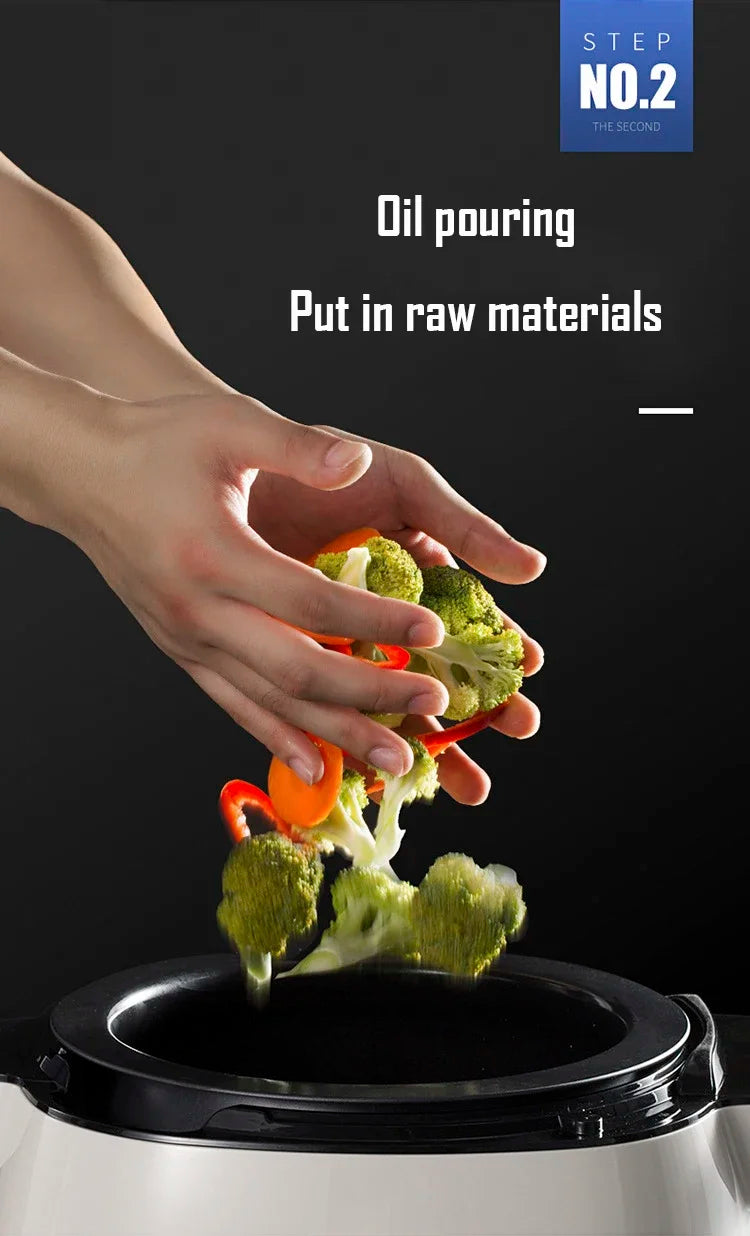 Automatic multi cooker pot with ingredients being added by hand