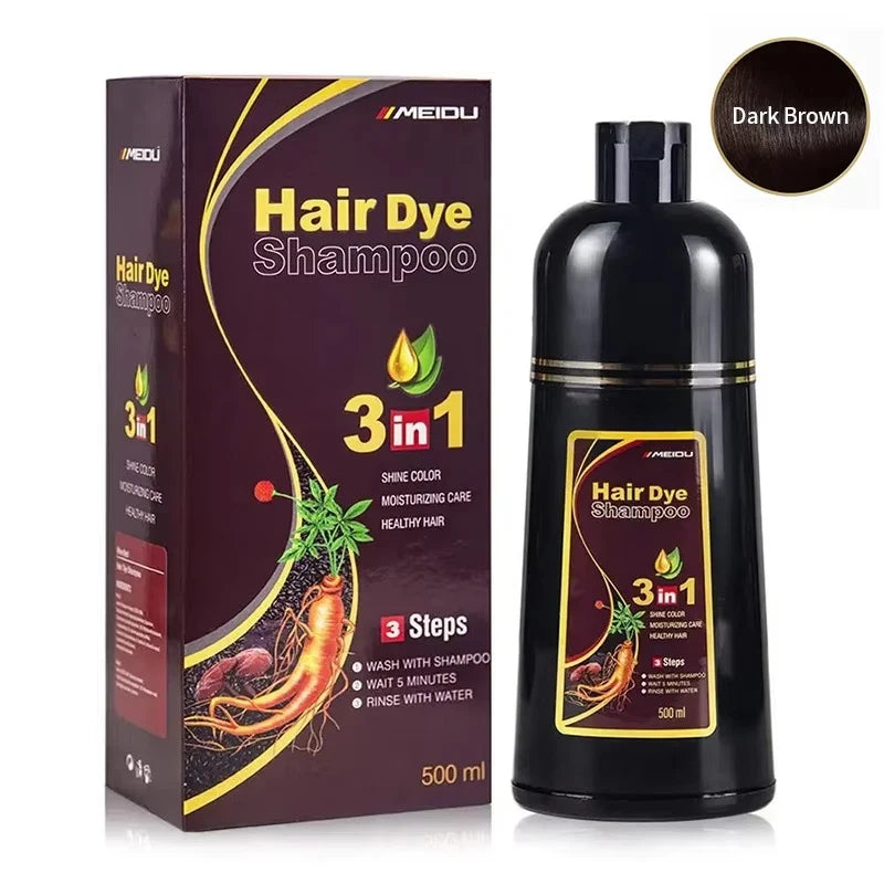 3-in-1 Black Hair Dye Shampoo Instant Hair Color Shampoo For Gray Hair Coverage Natural Herbal Permanent Hair Dye For Men Women