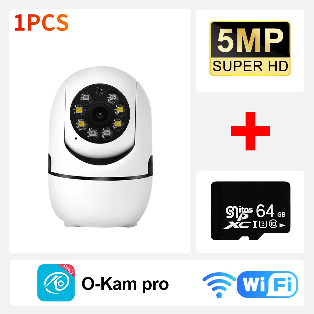 PEGATAH 2K 360° PTZ Home Security Camera Automatic Tracking AI Human Detection Night Vision Video Surveillance Monitor O-Kam Pro