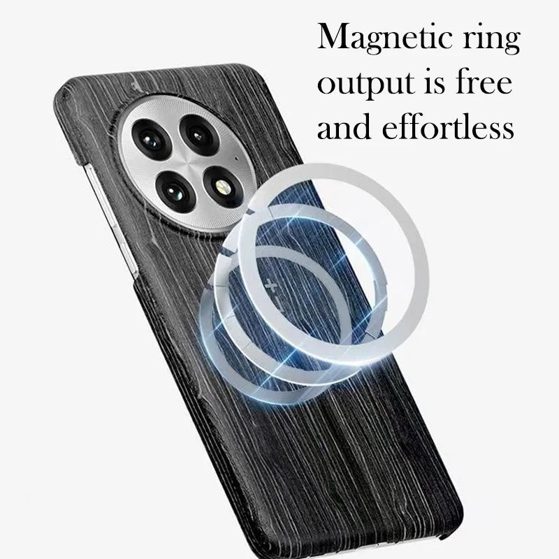 OnePlus 13 Magnetic Phone Case - Wood Grain Shock-Absorbing Cover Tidesmit